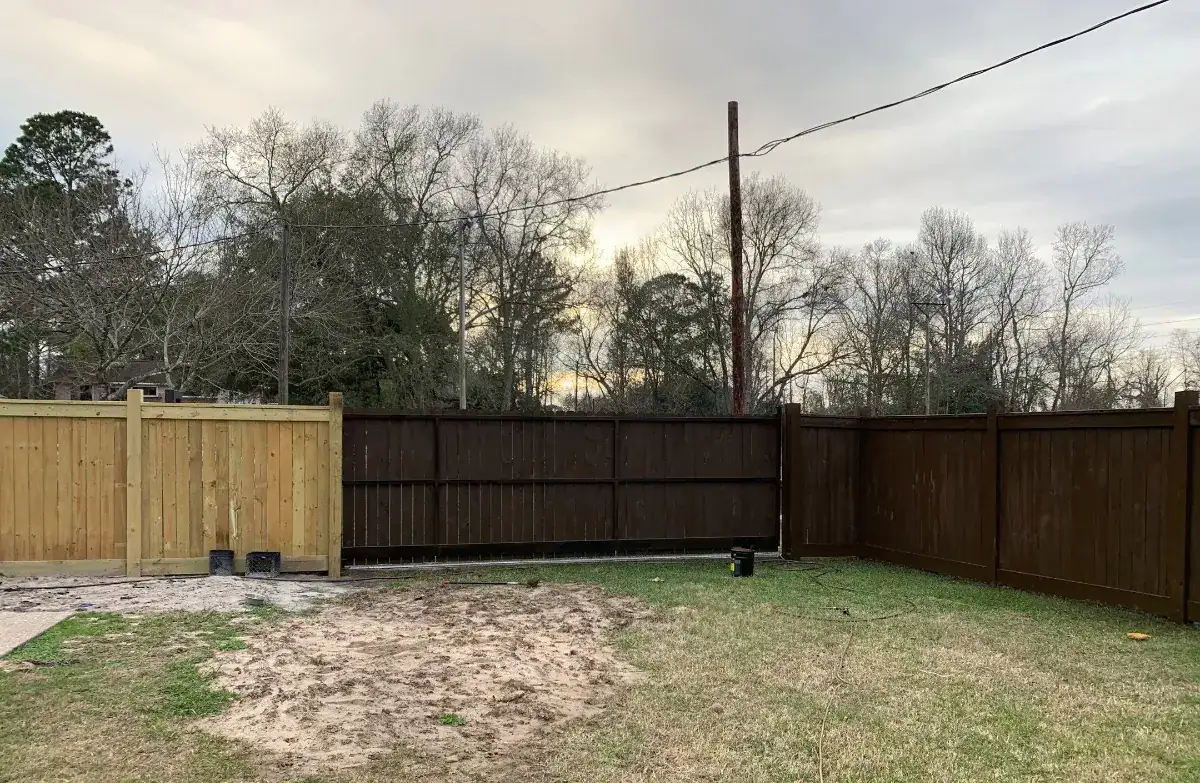 Cedar fence stained with Wood Defender by Astro Outdoor Designs
